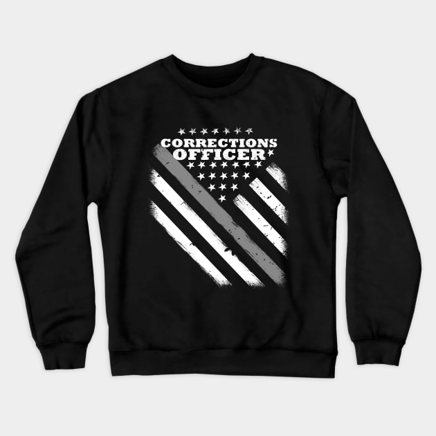 Corrections Officer Flag - Thin Silver Line American Flag Crewneck Sweatshirt by bluelinemotivation